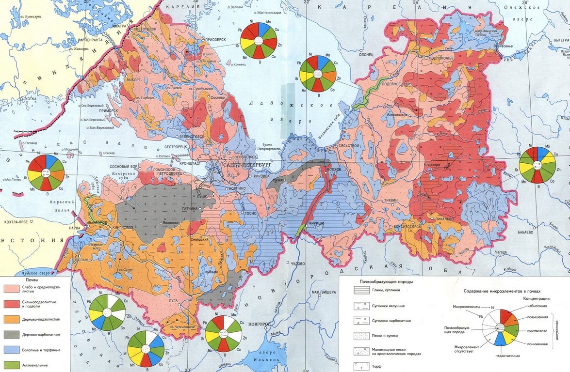Карта грунтов Ленинградской области